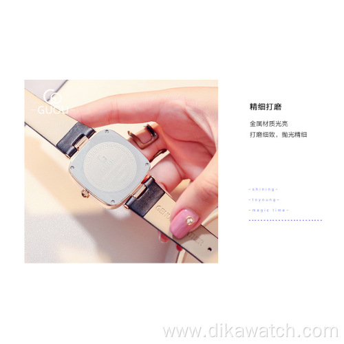 2021 New GUOU 8190 Women's Watch Square Watchwrist Trend Simple Leather Quartz Ladies Watches